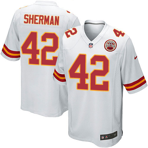 Men's Game Anthony Sherman Nike Jersey White Road - #42 NFL Kansas City Chiefs